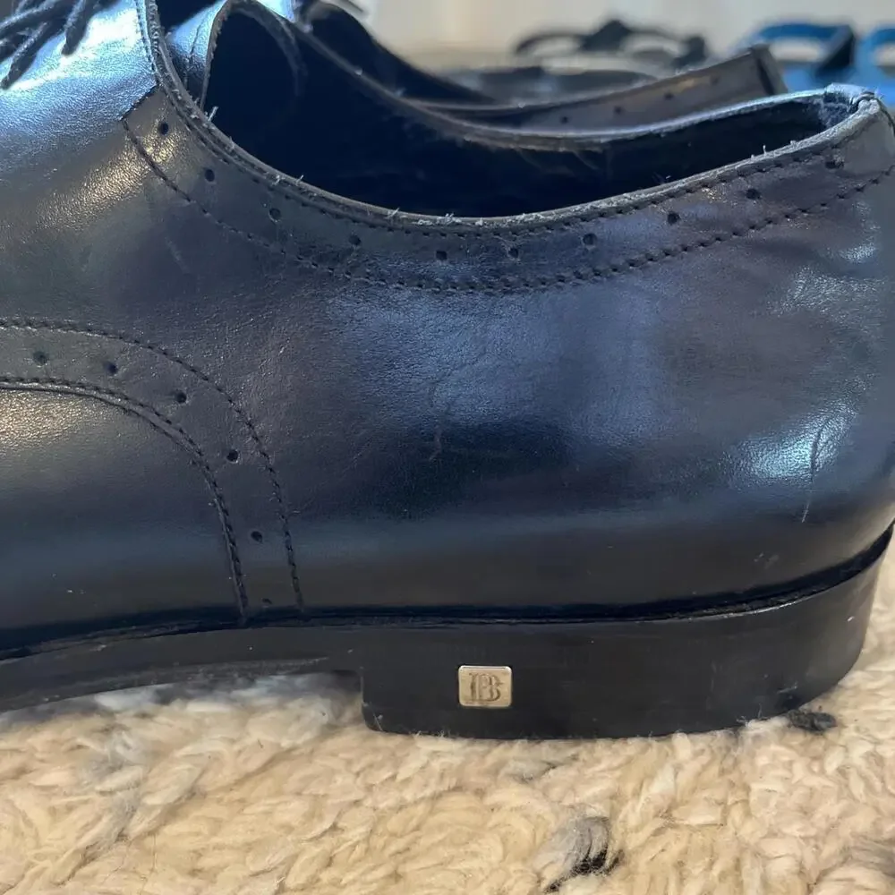BALMAIN PARIS MENS BLACK LEATHER HANDMADE DRESS SHOES SIZE US12/EU45 GREAT COND!